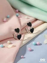 NIGHT BLOOM – DOUBLE HEART EARRINGS IN DEEP BLACK HUE