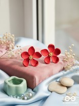 CRIMSON MUSE – MATTE RED FLOWER EARRINGS