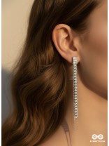 SILVER VEIL – SHIMMERING LONG DROP EARRINGS