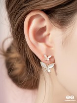 IVORY FLUTTER – PEARLY BUTTERFLY DROP EARRINGS