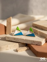 PIXEL TRIAD – MULTI-COLOR TRIANGLE STUD EARRINGS