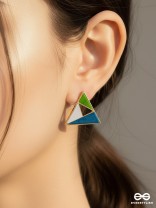 PIXEL TRIAD – MULTI-COLOR TRIANGLE STUD EARRINGS