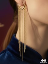 GOLD DRIZZLE – LONG FLOWY GOLD CHAIN EARRINGS