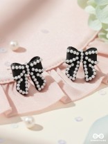 MIDNIGHT BOWLET – MINI BLACK BOW EARRINGS