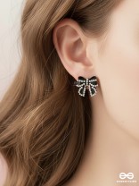 MIDNIGHT BOWLET – MINI BLACK BOW EARRINGS
