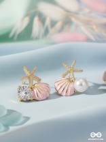 CORAL PINK TIDE – SHELL & STARFISH STUDS