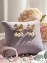 BUBBLE BOW – CUTE PEARL DROP EAR JACKETS