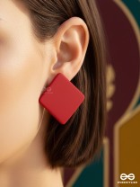 RUBY CUBE – SOLID RED STUD EARRINGS