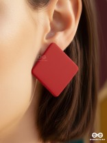RUBY CUBE – SOLID RED STUD EARRINGS