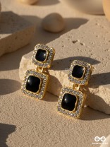 BADDIE BLOCK – STATEMENT BLACK DROP EARRINGS WITH RHINESTONES
