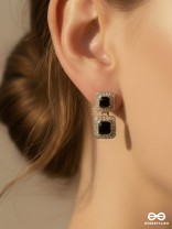 BADDIE BLOCK – STATEMENT BLACK DROP EARRINGS WITH RHINESTONES