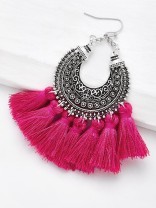 Ostentatious Pink Traditional Touch Tassel Earrings