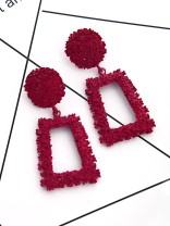 The Shimmery Diva Classic Geometric Earrings - Scarlet Red