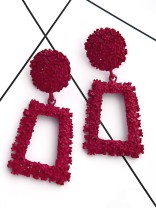 The Shimmery Diva Classic Geometric Earrings - Scarlet Red