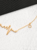 The Elegant Casual Heartbeat Necklace- Golden With Anti-Tarnish Coating 