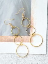 The Layered Circles - Golden Dangling Earrings