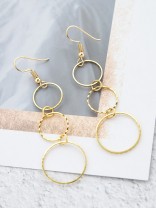 The Layered Circles - Golden Dangling Earrings
