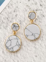 The Marble Marvels- Golden Earrings- White