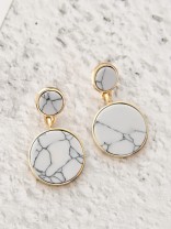 The Marble Marvels- Golden Earrings- White