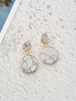 The Marble Marvels- Golden Earrings- White