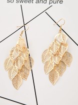 The Leafy Mirage - Golden Metallic Earrings