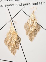 The Leafy Mirage - Golden Metallic Earrings