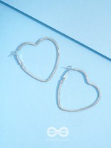 Love Me Like I do - Trendy Heart Hoops- Silver