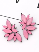 The Embellished Ferns - Statement Stud Earrings - Lilac