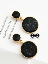 The Marble Marvels- Golden Earrings- Black