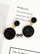 The Marble Marvels- Golden Earrings- Black
