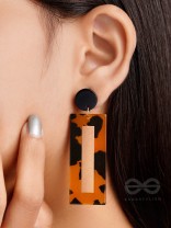 The Leopard Rectangle Danglers - Elegant Acrylic Earrings