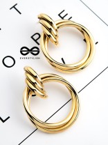 The Glamorous Intertwined Studs - Elegant Golden Stud Earrings