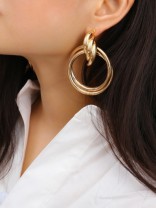 The Glamorous Intertwined Studs - Elegant Golden Stud Earrings