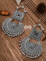 The Multilayered Embellished Trunk Danglers (Black) - Oxidised Boho Earrings