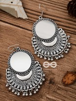 The Mirror Motif Moons - Oxidised Boho Earrings