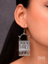 The Twin Peacock Artwork - Oxidised Boho Earrings