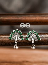 The Embellished Peacock Studs (Emerald Green) - The Melodious Ghungroo Collection