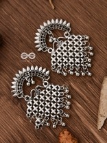 The Criss-Cross Crescent Moon - Oxidised Boho Earrings