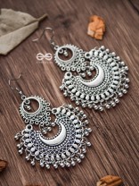 The Meshed Moon - Oxidised Boho Earrings
