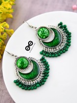 The Colour me fun (Green) - Oxidised Enamelled Earrings