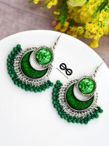 The Colour me fun (Green) - Oxidised Enamelled Earrings