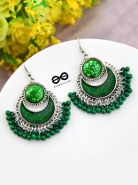 The Colour me fun (Green) - Oxidised Enamelled Earrings