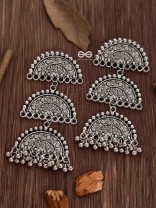 The Three-tier Motif Moons - Oxidised Boho Earrings