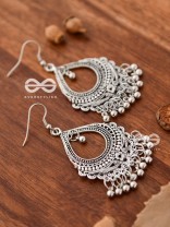 The Intricate Motif Drops - Oxidised Boho Earrings - Silver