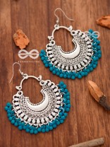 The Motif Moon Chandbali Earrings (Teal Blue) - The Boho Basics