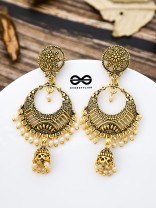 The Golden Intricate Artwork Danglers - The Oxidised Boho Collection
