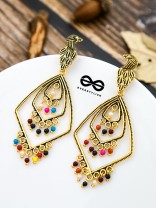 The Golden Layered Peacock Danglers - Oxidised Boho Collection