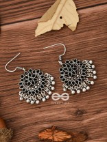 The Fabulous Floral Enamel Danglers (Onyx Black) - The Embellished Oxidised Collection
