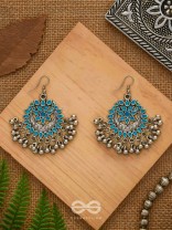 The Fabulous Floral Enamel Danglers (Carolina Blue) - The Embellished Oxidised Collection