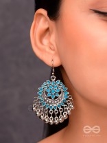 The Fabulous Floral Enamel Danglers (Carolina Blue) - The Embellished Oxidised Collection